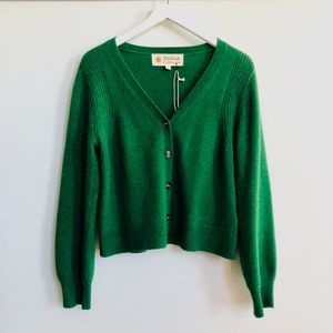MOLLUSK NWT 100%merino cropped sweater cardigan green